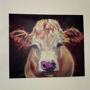 Colorful Cow Canvas Art 24x20
